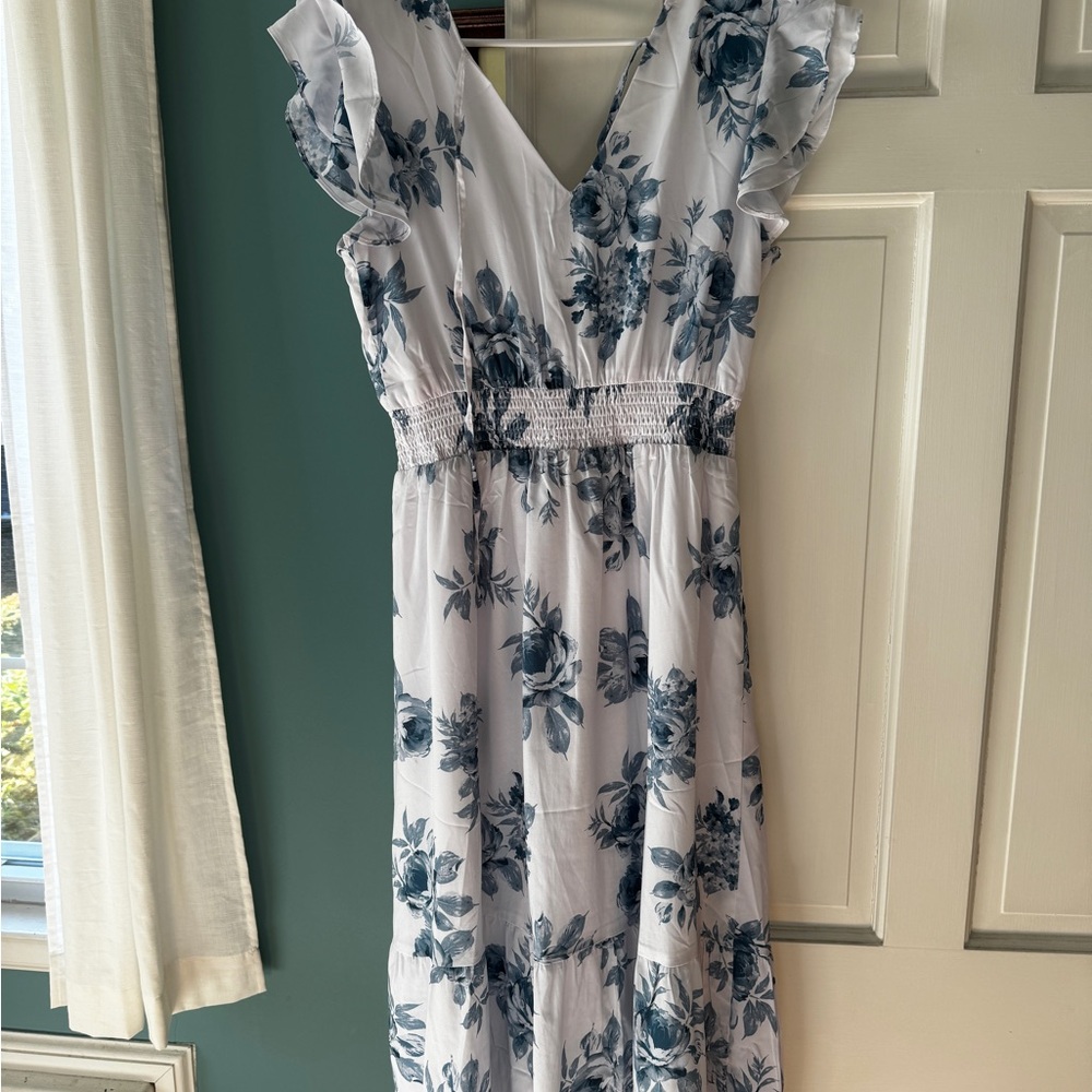 Grace Karin Blue Floral Maxi Dress